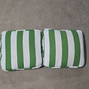Green and White Striped Pillows